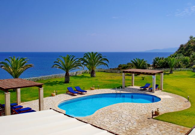 Sea views from the first floor bedrooms at Villa Alexandros